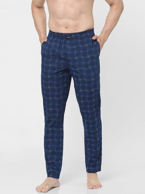 jack & jones pageant blue cotton regular fit checks pyjamas