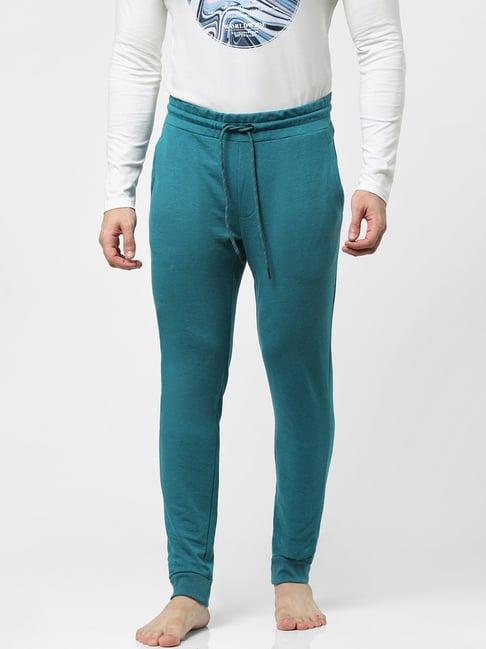 jack & jones teal blue cotton regular fit joggers