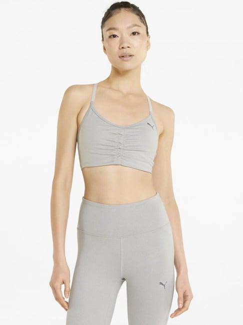 puma studio grey strappy sports bra