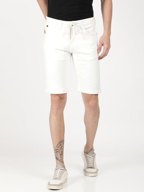 wrangler bleach white regular fit denim shorts