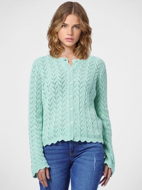 only blue round neck cardigan