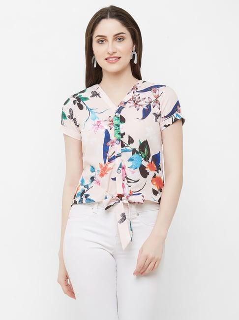 mish off white floral print shirt