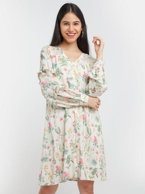 zink london off-white floral print shift dress