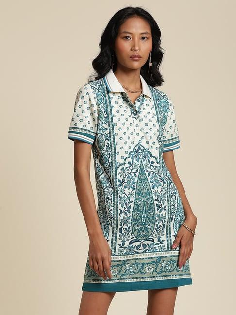 label ritu kumar white paisley mini t-shirt dress