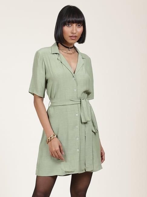 label ritu kumar mint mini shirt dress with belt