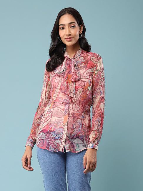 aarke ritu kumar beige paisley shirt with inner