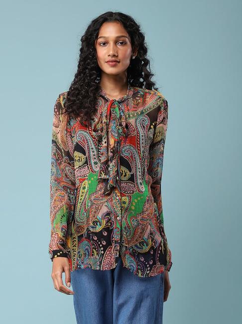 aarke ritu kumar multicolor paisley shirt with inner