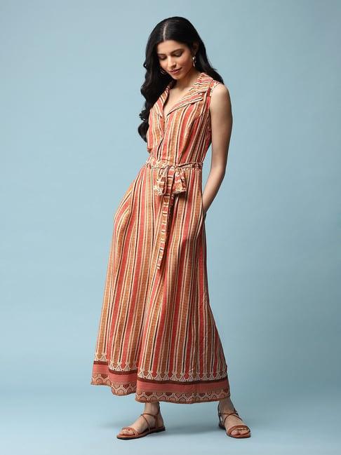 aarke ritu kumar brown striped jumpsuit