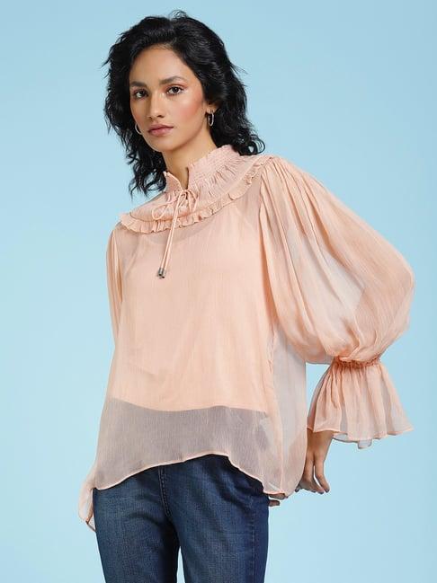 label ritu kumar peach top with camisole