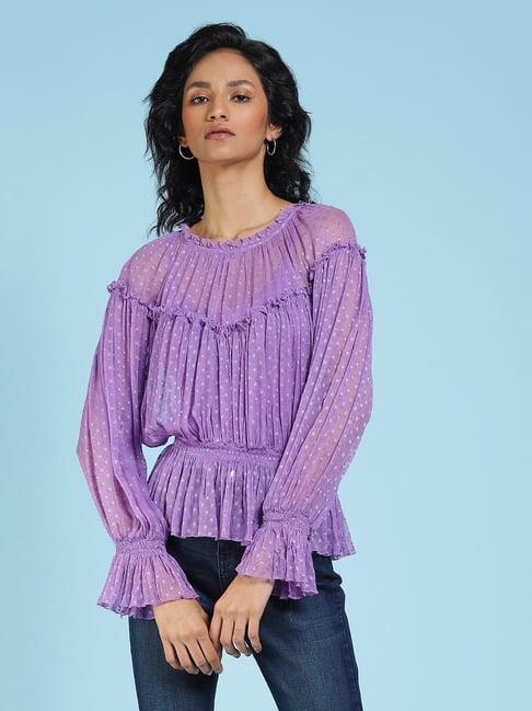 label ritu kumar purple self design top with camisole