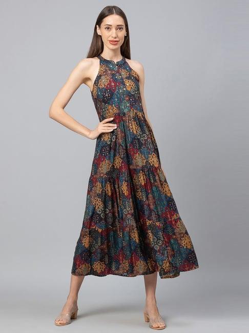 globus blue printed maxi dress