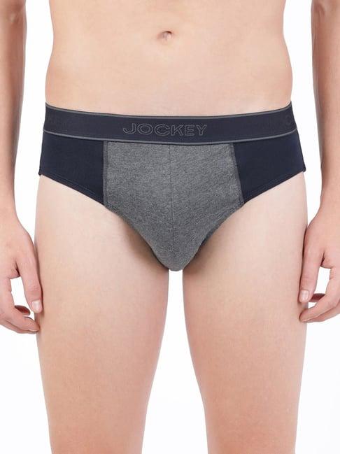 jockey navy & charcoal melange regular fit briefs