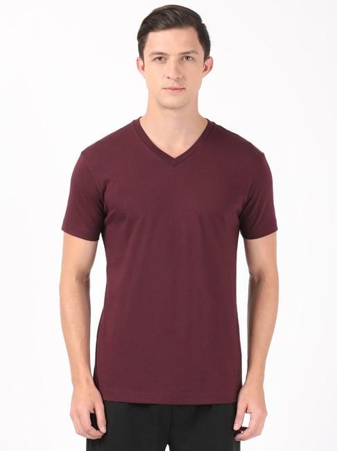 jockey 2726 wine super combed cotton rich half sleeves t-shirt