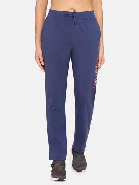 zelocity by zivame blue printed track pants