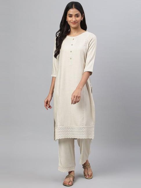 aurelia beige kurta palazzo set