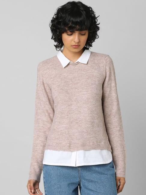 only brown round neck pullover