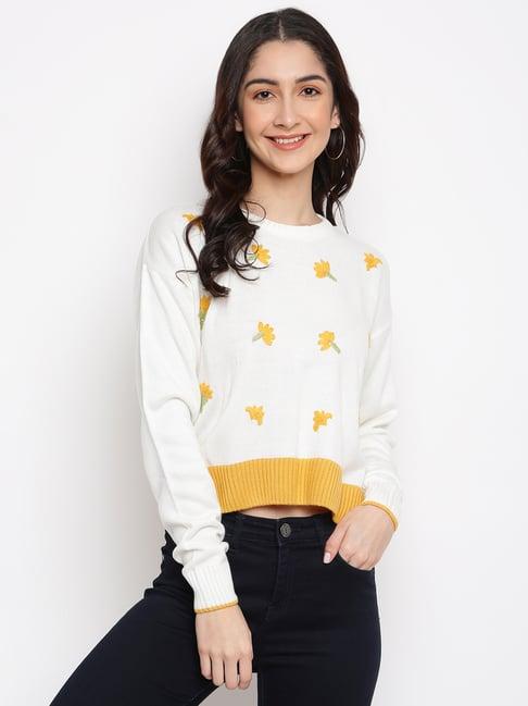 latin quarters white floral print sweater