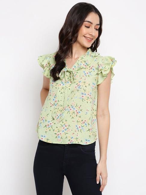 latin quarters green floral print a-line top