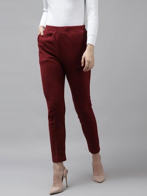 cayman maroon mid rise trousers