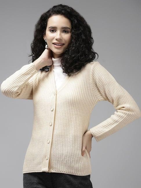 cayman beige self pattern cardigan