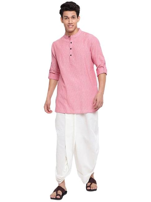 fabindia pink printed kurta & dhoti set