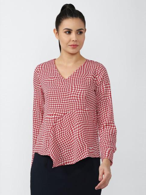 van heusen red printed top