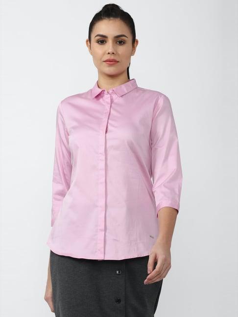 van heusen pink cotton regular fit shirt