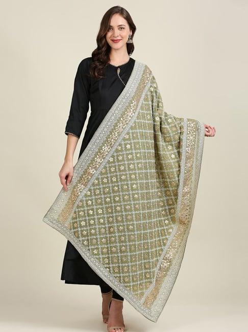 dupatta bazaar olive green embroidered dupatta