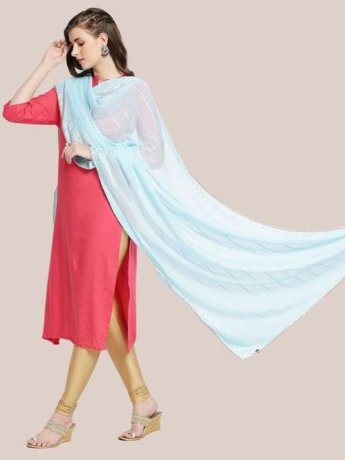 dupatta bazaar sky blue self pattern dupatta