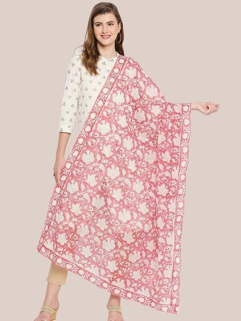 dupatta bazaar pink cotton floral print dupatta