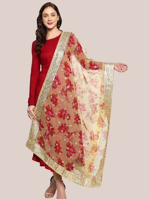 dupatta bazaar yellow floral print dupatta