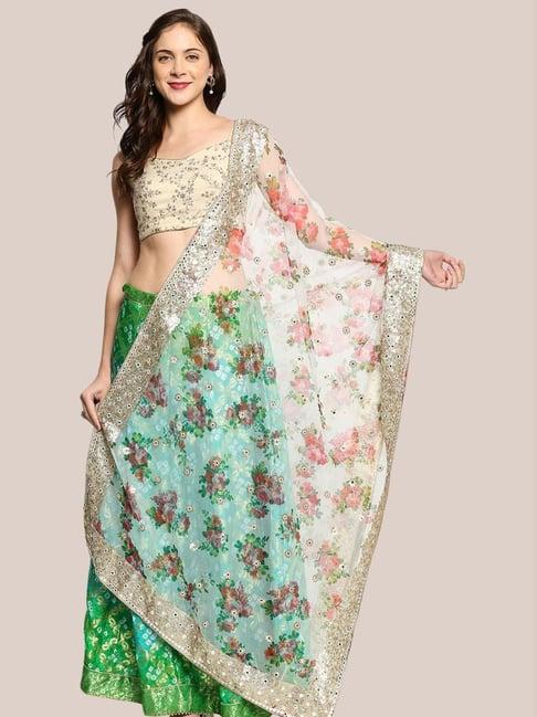 dupatta bazaar white floral print dupatta