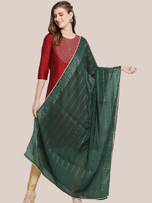 dupatta bazaar bottle green self pattern dupatta