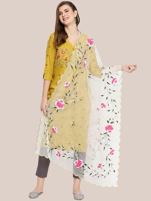 dupatta bazaar white floral print dupatta