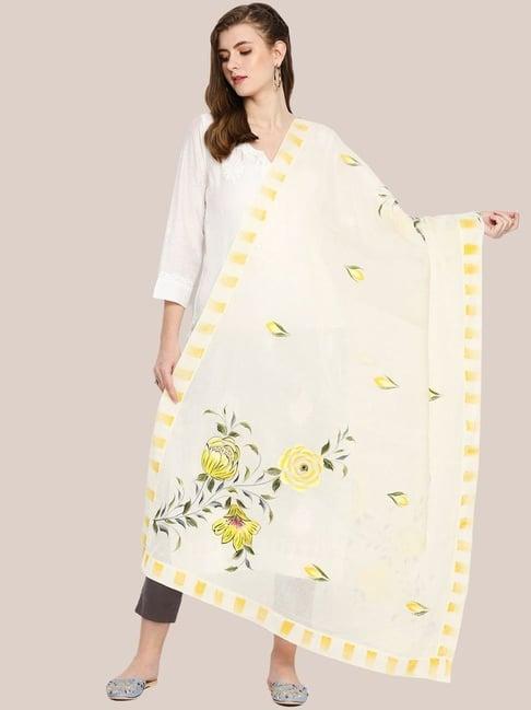 dupatta bazaar cream cotton floral print dupatta