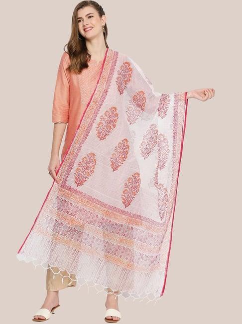 dupatta bazaar white cotton floral print dupatta