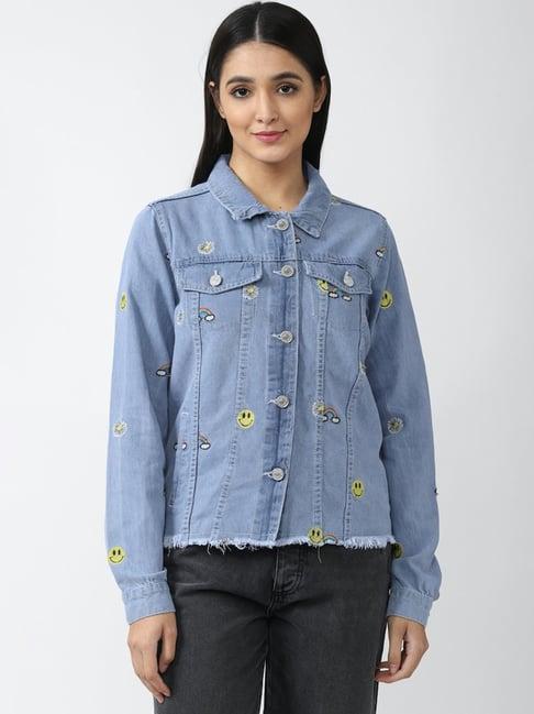 forever 21 blue full sleeves denim jacket