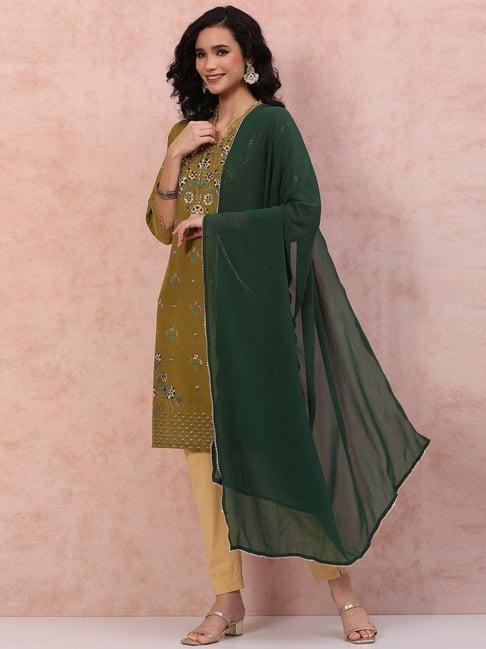 rangriti green plain dupatta