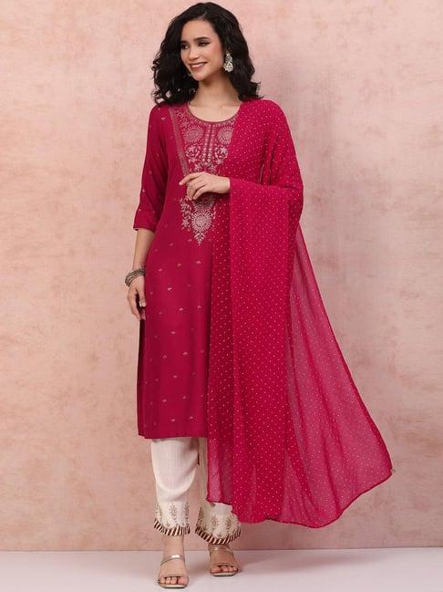 rangriti pink polka dots dupatta