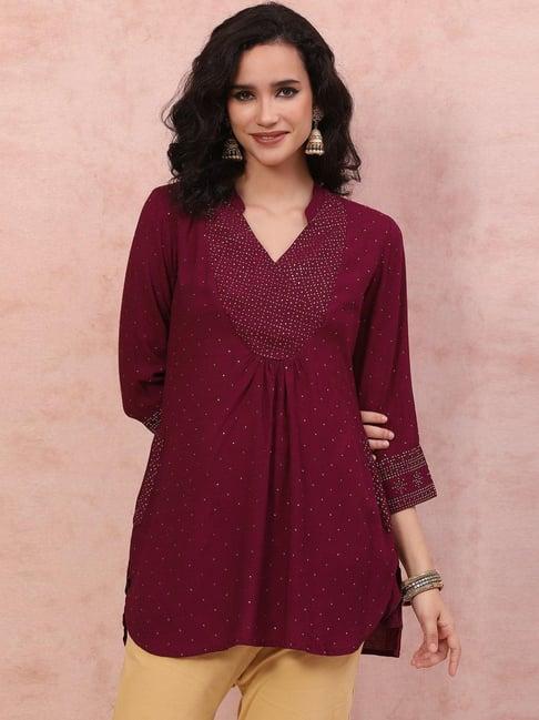 rangriti purple embellished tunic