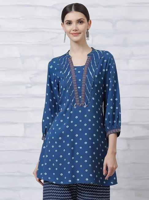 rangriti blue printed tunic