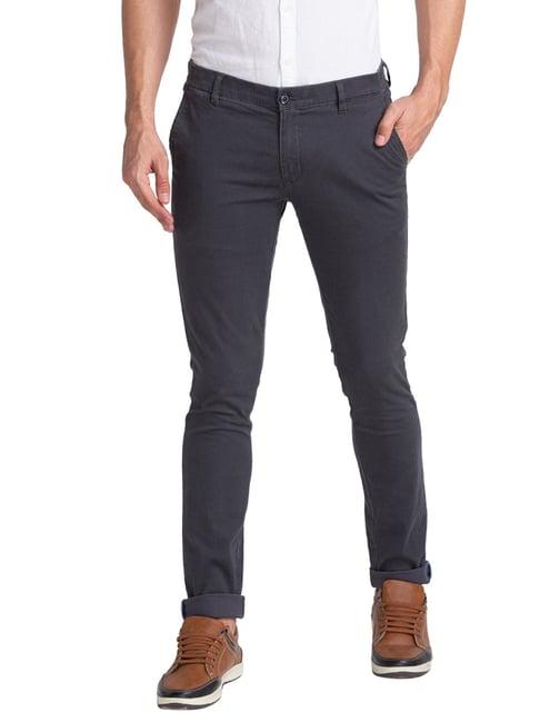 parx grey  super slim fit self pattern trousers