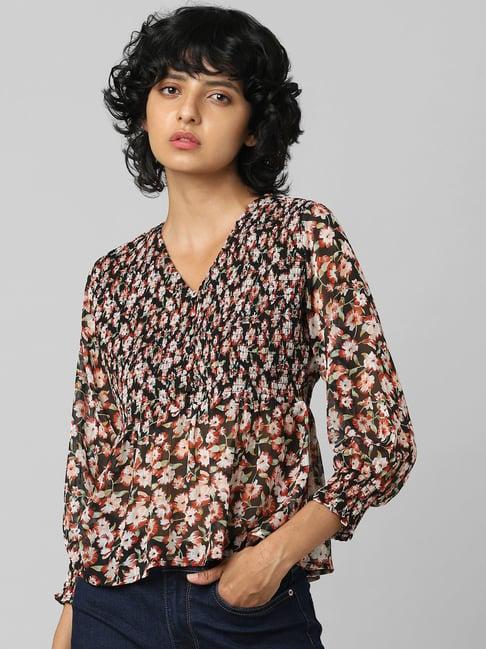 only multicolor floral print top