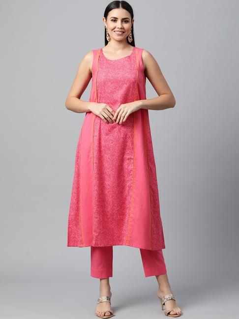 kami kubi pink floral print straight kurta