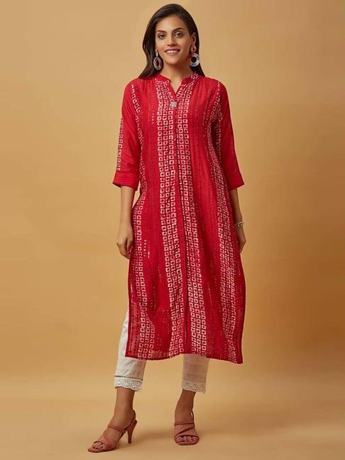 urban mystic maroon embroidered straight kurta