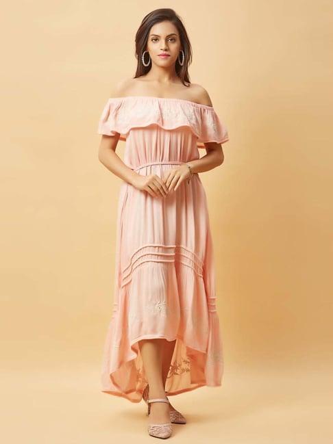 urban mystic pink embroidered maxi dress