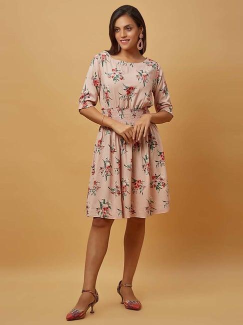 urban mystic pink printed a-line dress