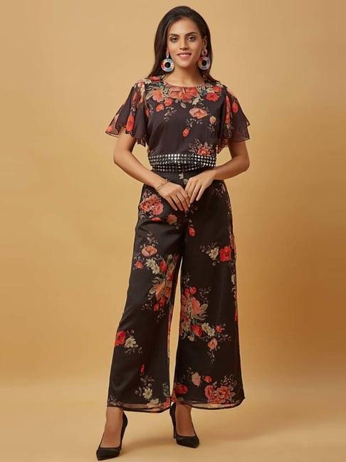 urban mystic black printed top palazzo set