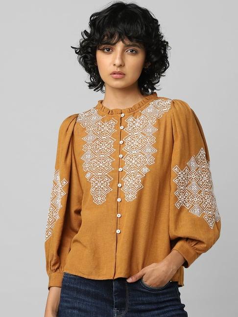 only rust embroidered shirt