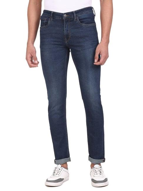 arrow sport blue slim fit lightly washed jeans